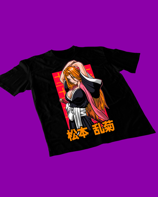 Polera negra de Bleach con diseño anime