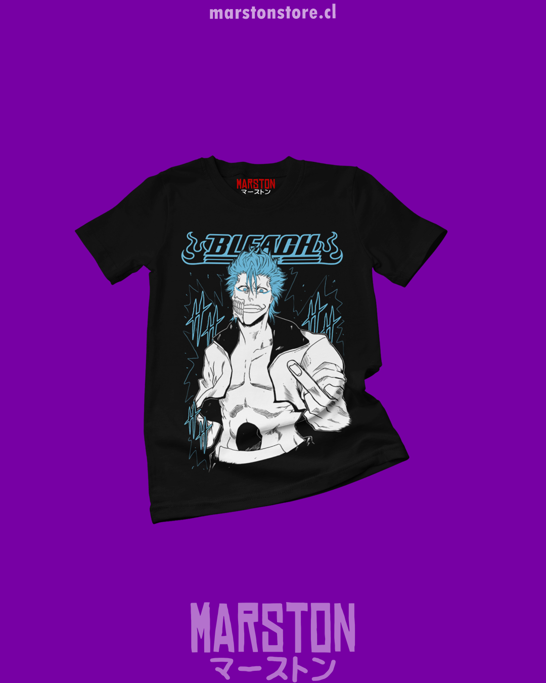 Polera negra de Bleach con Grimmjow Jaegerjaquez
