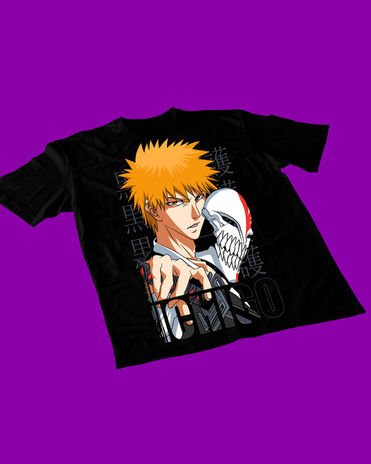 Polera negra de Bleach con Ichigo Kurosaki