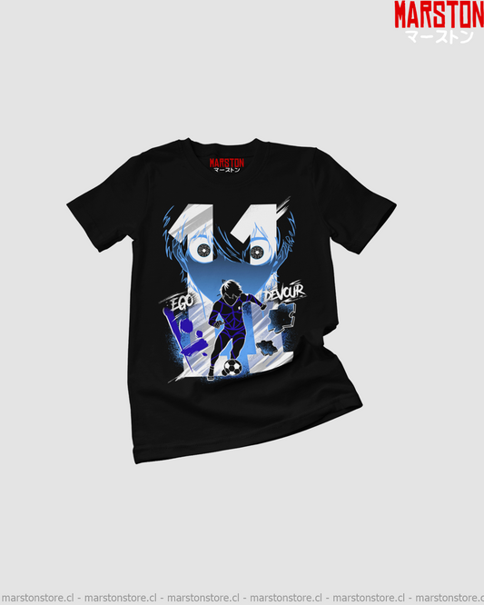 Polera negra de Blue Lock con diseño anime