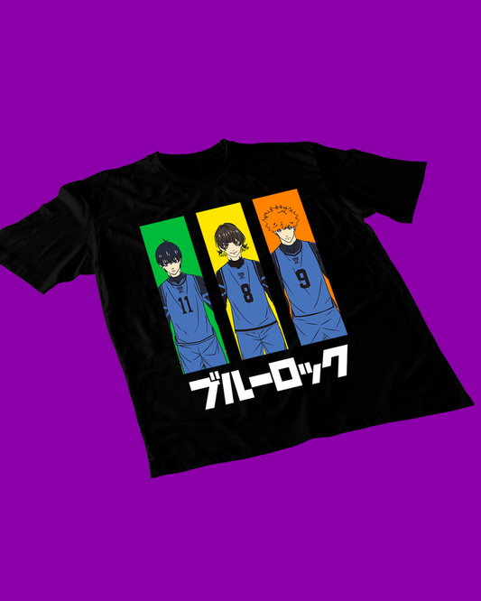 Polera negra de Blue Lock con diseño anime
