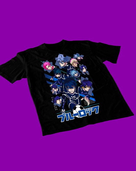 Polera negra de Blue Lock con diseño anime