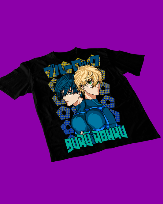 Polera negra de Blue Lock con diseño anime