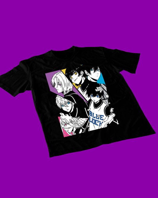 Polera negra de Blue Lock con diseño anime