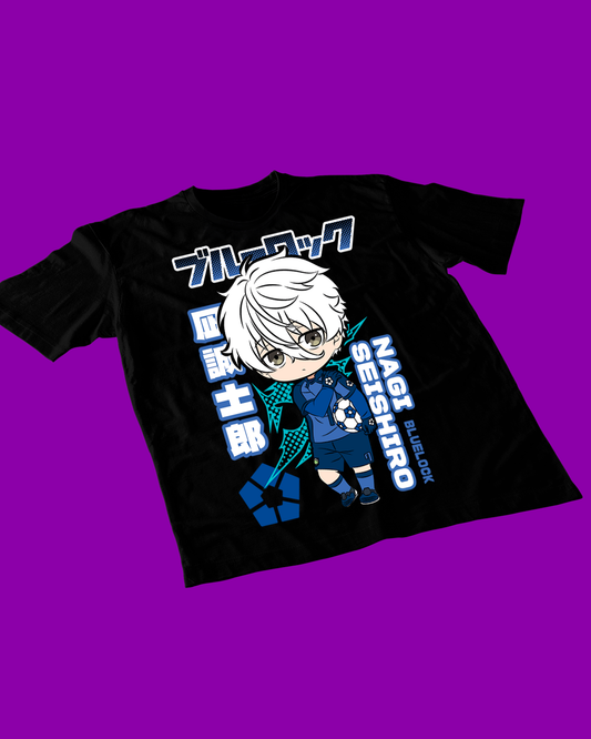 Polera negra de Blue Lock con diseño anime