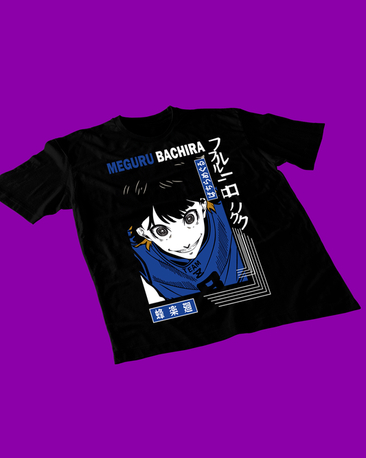Polera negra de Blue Lock con diseño anime