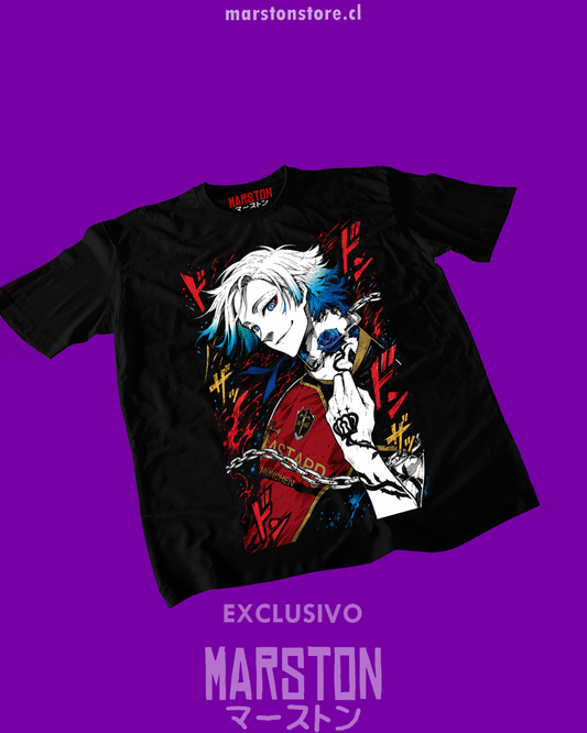 Polera negra de Blue Lock con Michael Kaiser