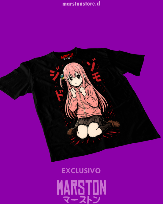 Polera negra de Bocchi the Rock! con Hitori Gotoh