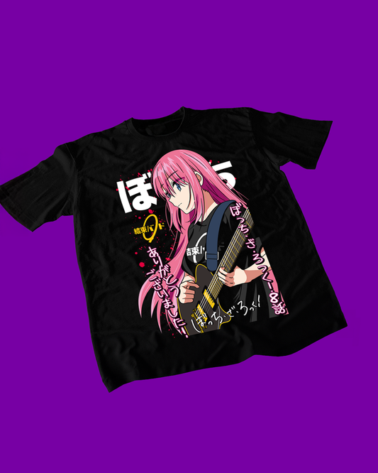 Polera negra de Bocchi the Rock! con Hitori Gotoh