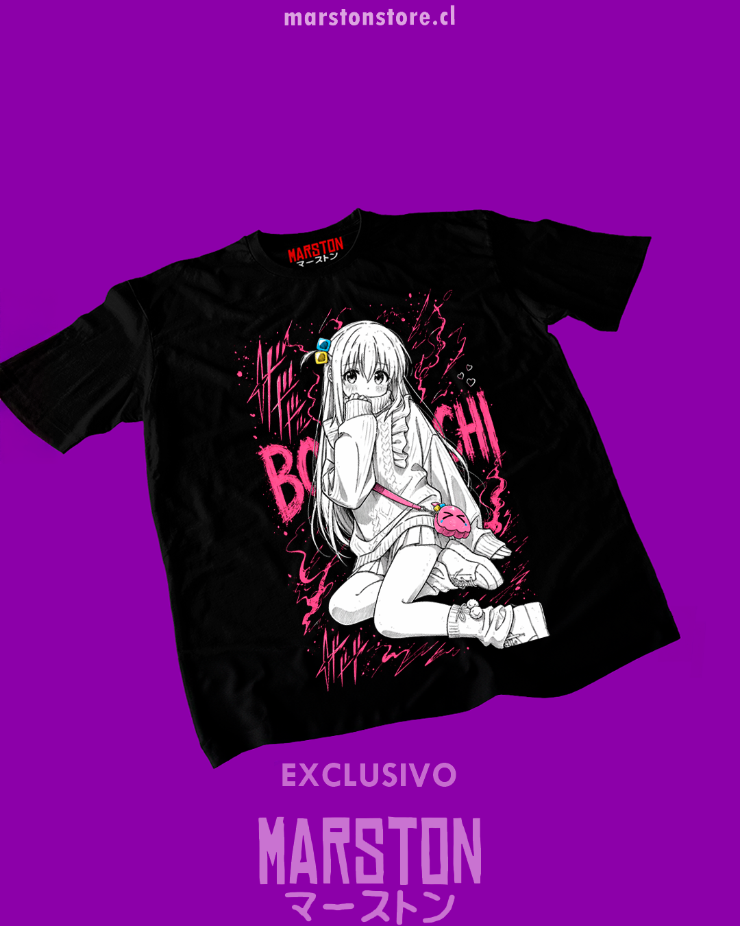 Polera negra de Bocchi the Rock! con Hitori Gotoh