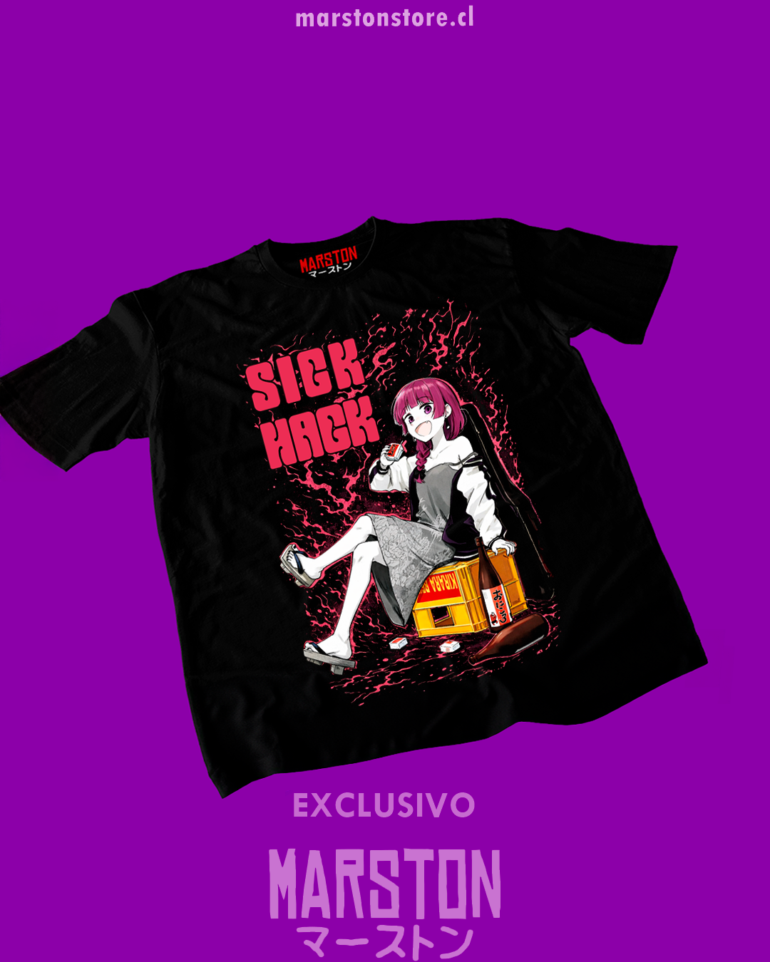 Polera negra de Bocchi the Rock! con Kikuri Hiroi