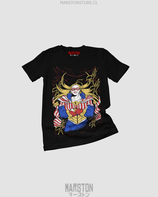 Polera negra de Boku no Hero Academia (My Hero Academia) con Cathleen Bate (Star and Stripe)