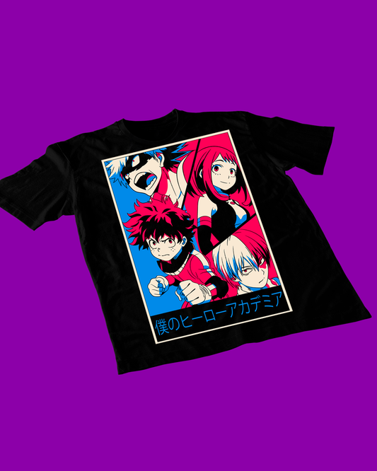 Polera negra de Boku no Hero Academia (My Hero Academia) con diseño anime