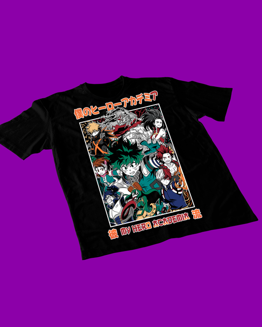 Polera negra de Boku no Hero Academia (My Hero Academia) con diseño anime