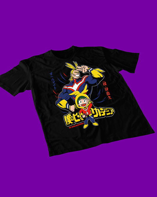 Polera negra de Boku no Hero Academia (My Hero Academia) con diseño anime