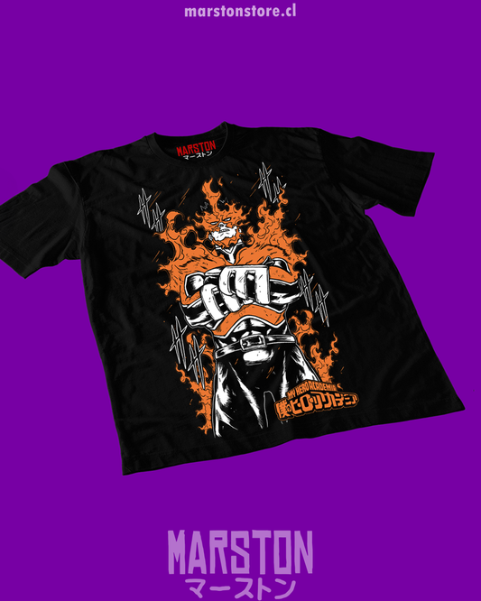 Polera negra de Boku no Hero Academia (My Hero Academia) con Enji Todoroki (Endeavor)