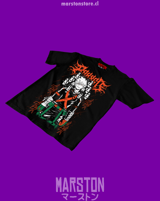 Polera negra de Boku no Hero Academia (My Hero Academia) con Katsuki Bakugo