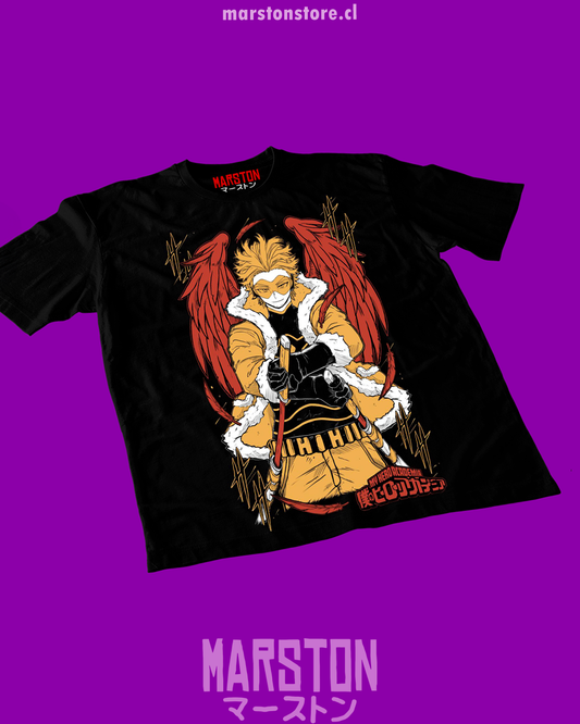 Polera negra de Boku no Hero Academia (My Hero Academia) con Keigo Takami (Hawks)