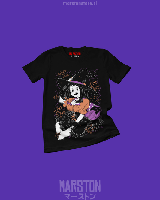 Polera negra de Boku no Hero Academia (My Hero Academia) con Ochaco Uraraka en diseño Halloween