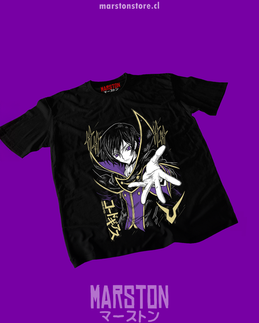 Polera negra de Code Geass con Lelouch Lamperouge