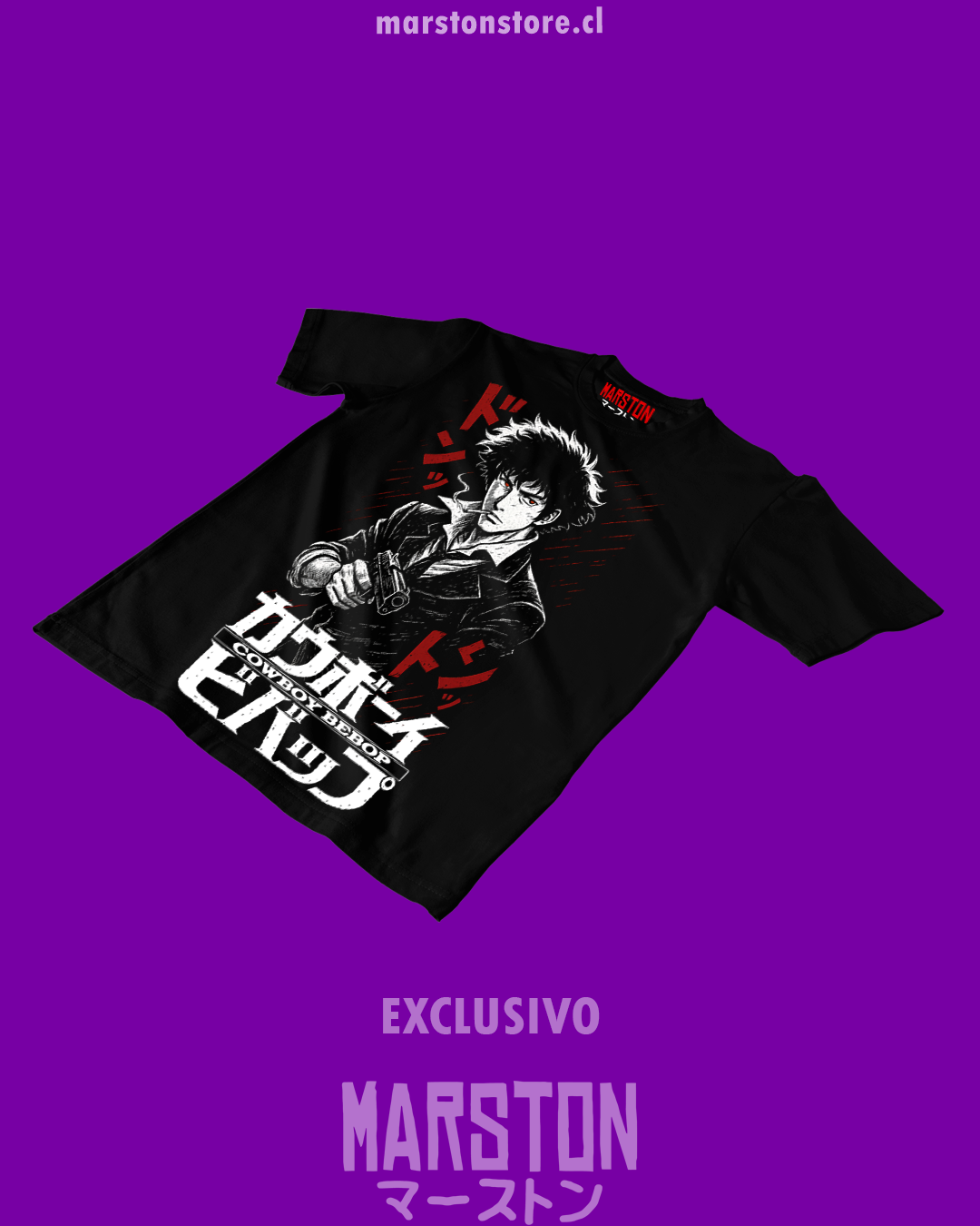 Polera negra de Cowboy Bebop con Spike Spiegel