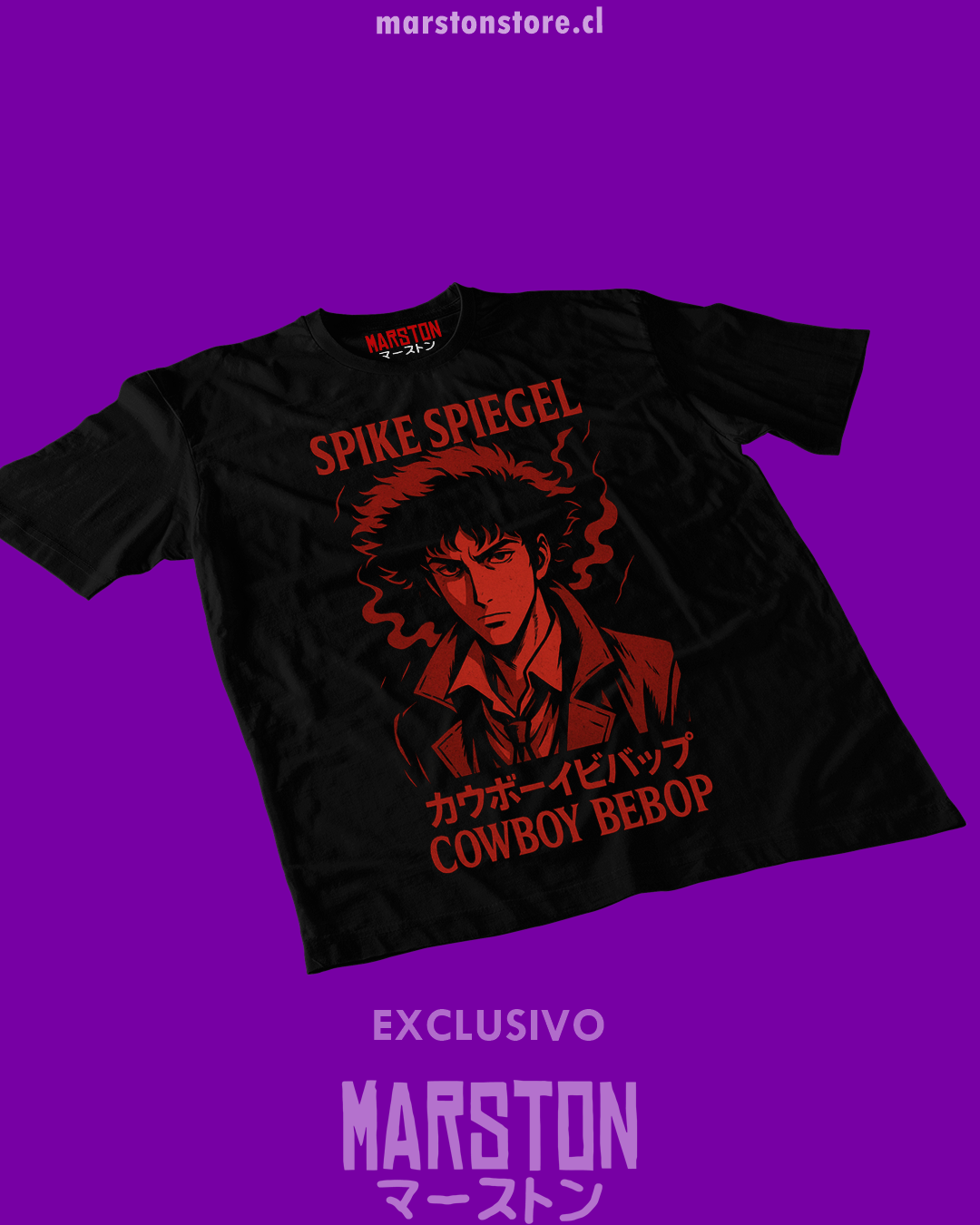 Polera negra de Cowboy Bebop con Spike Spiegel