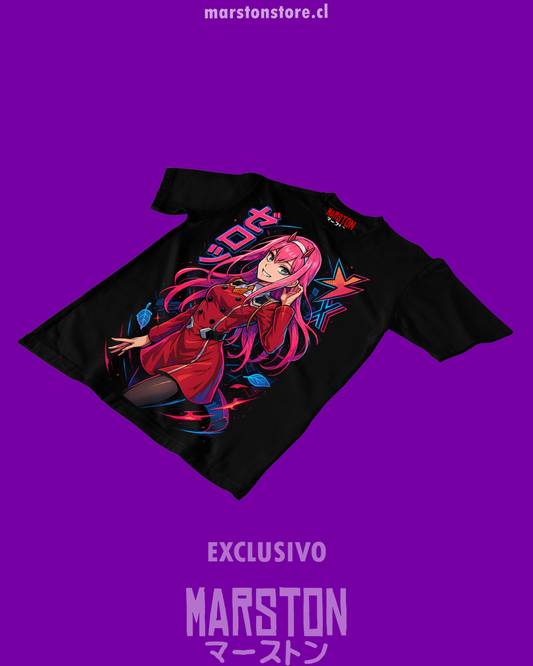 Polera negra de Darling in the Franxx con Zero Two