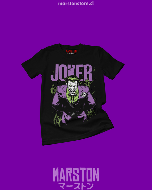 Polera negra de DC Comics con Joker