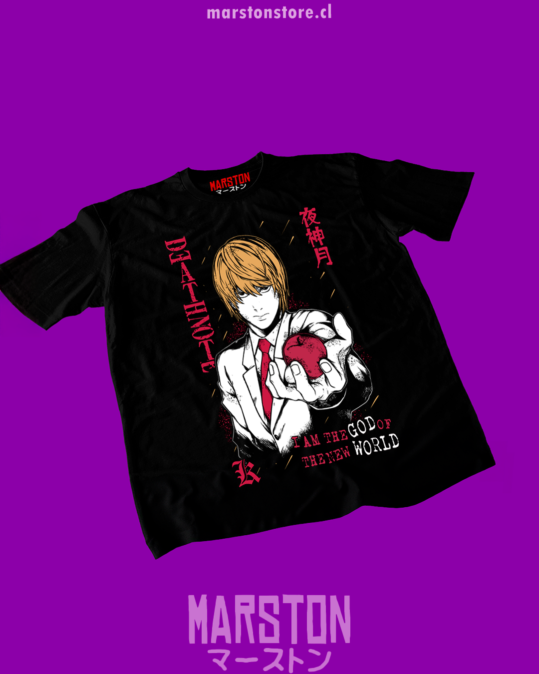 Polera negra de Death Note con Light Yagami (Kira)