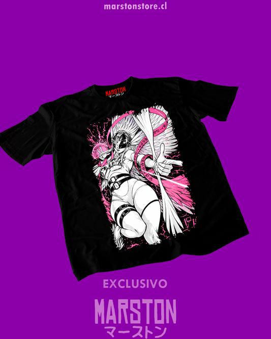 Polera negra de Digimon con Angewomon