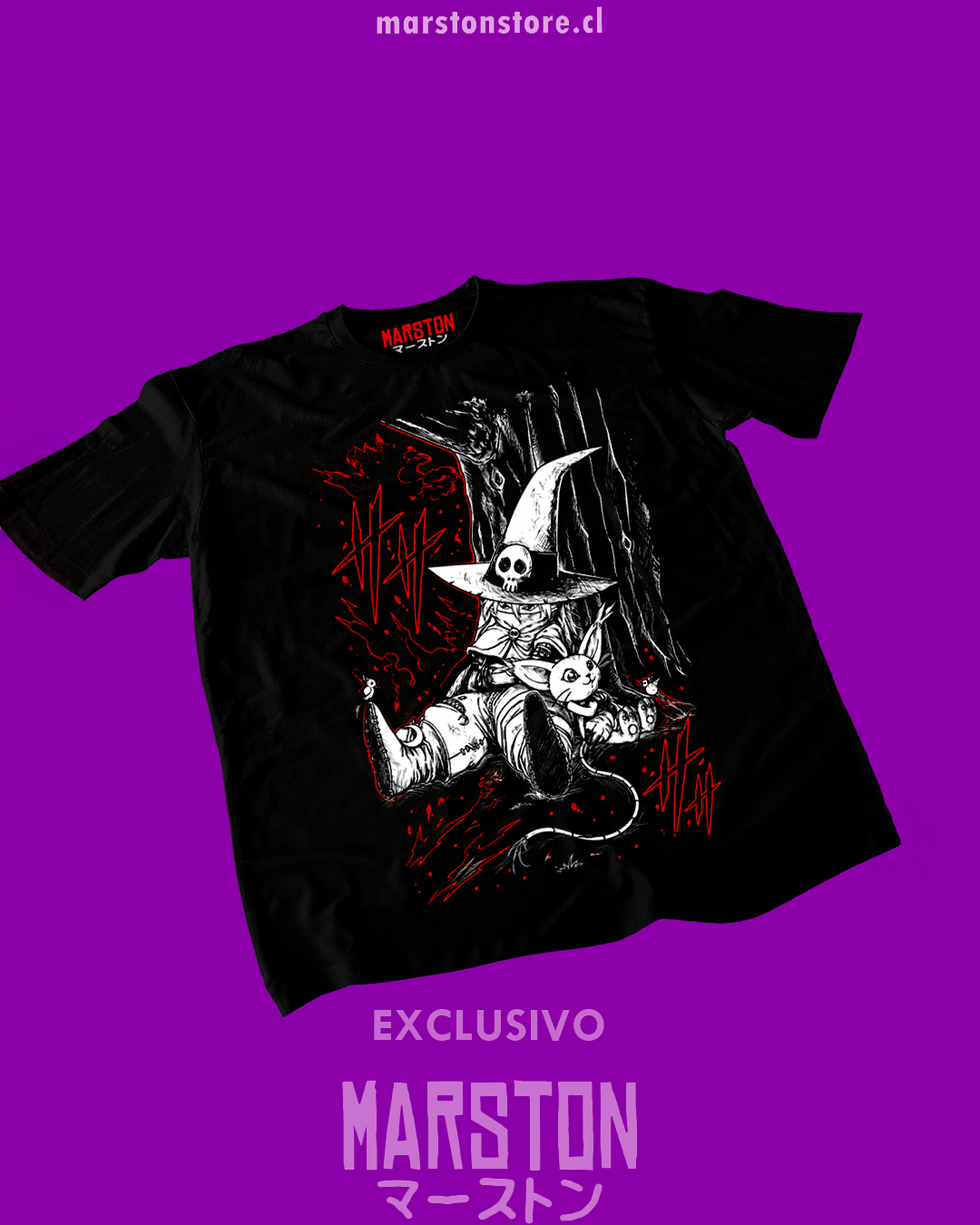 Polera negra de Digimon con Gatomon y Wizardmon