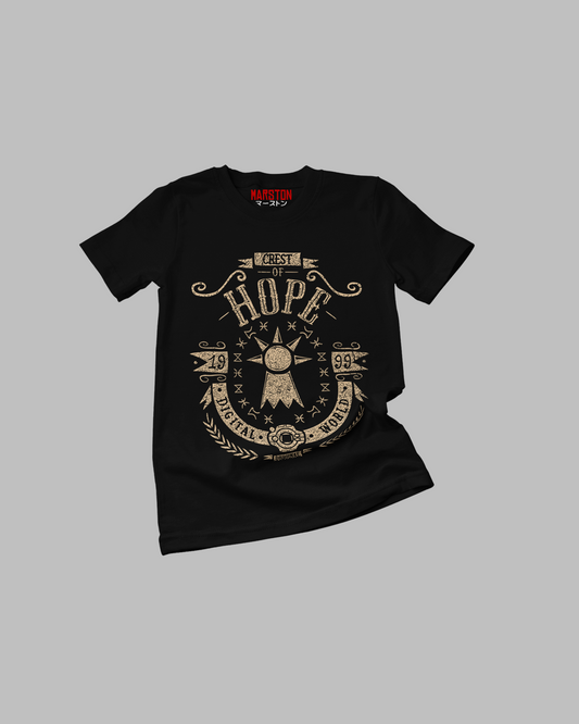Polera negra de Digimon con diseño Hope