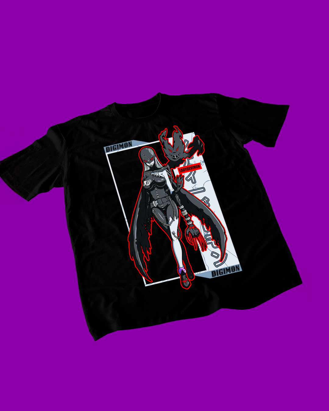 Polera negra de Digimon con LadyDevimon