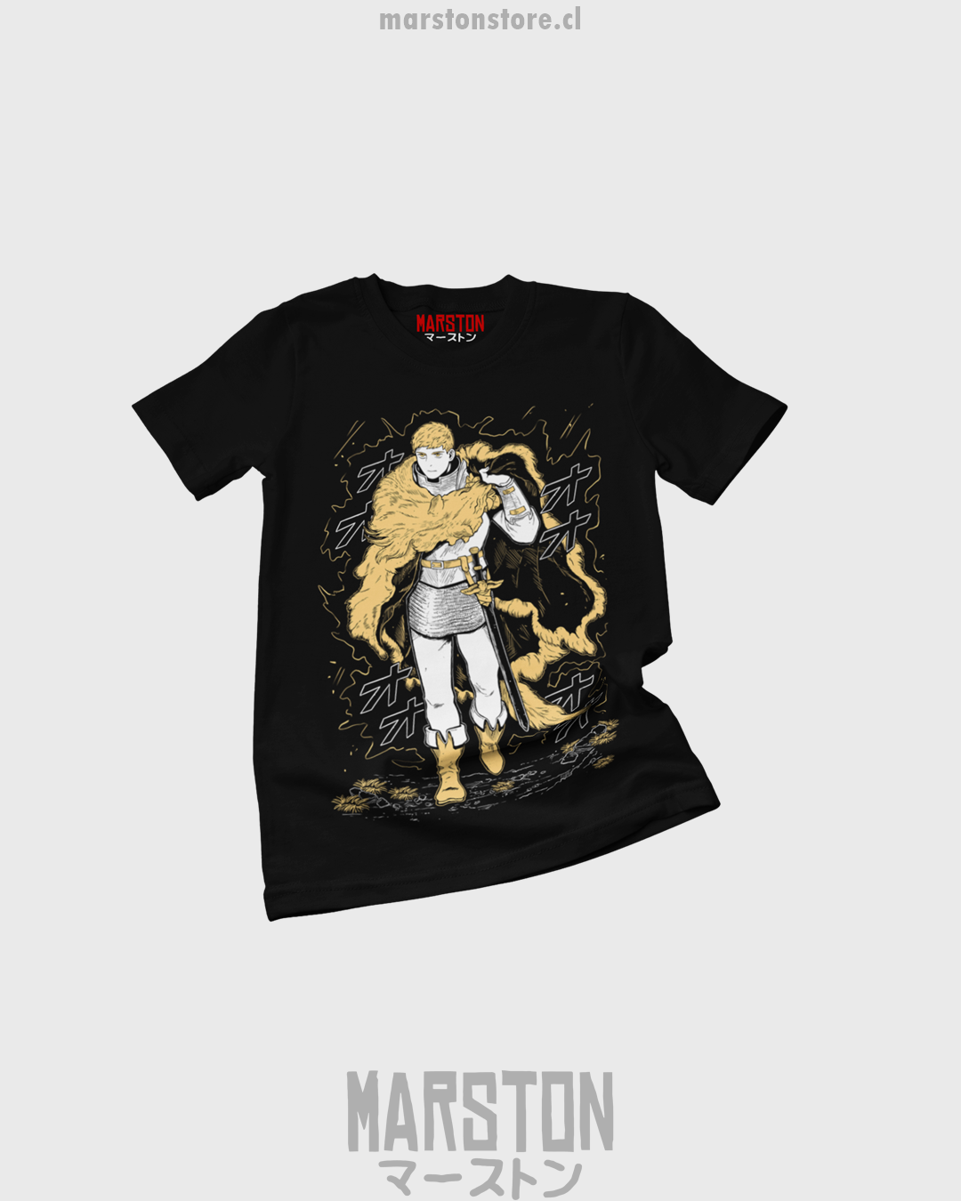 Polera negra de Dungeon Meshi con Laios