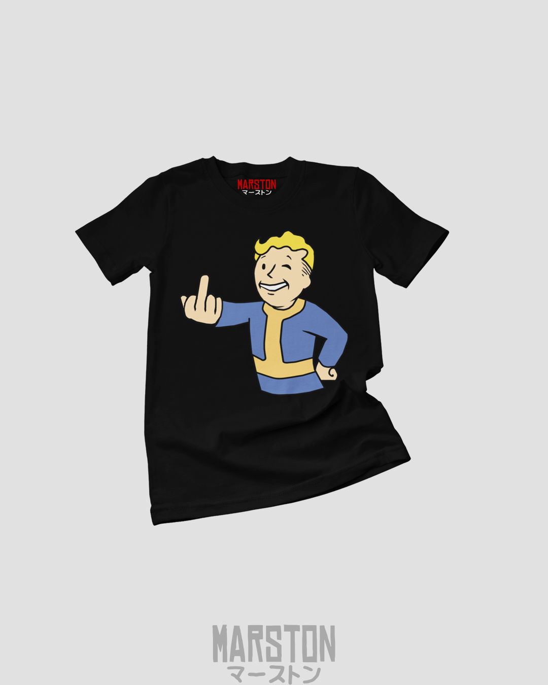 Polera negra de Fallout con Vault Boy