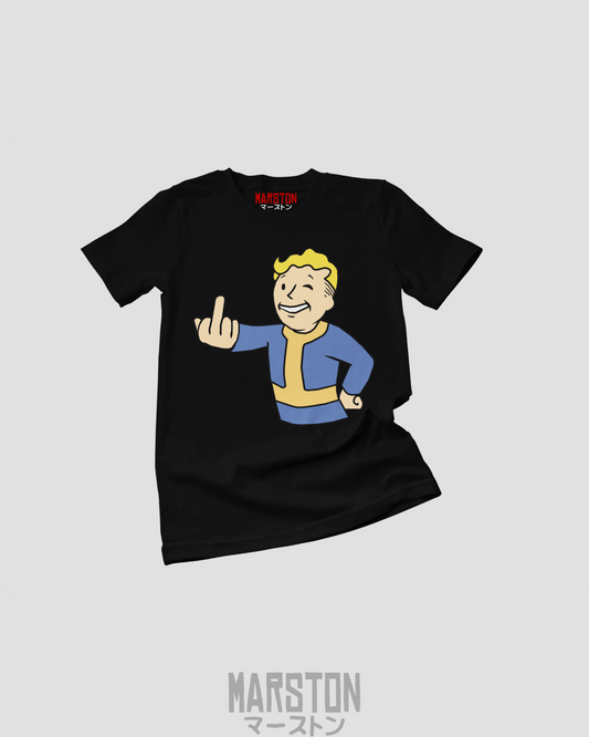 Polera negra de Fallout con Vault Boy