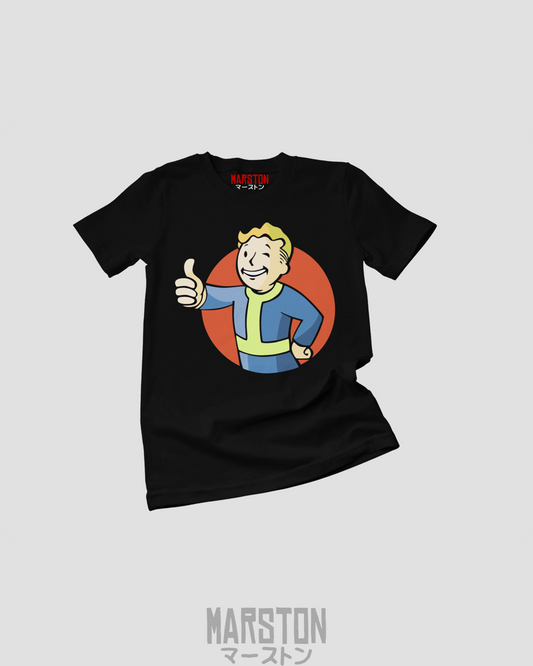 Polera negra de Fallout con Vault Boy
