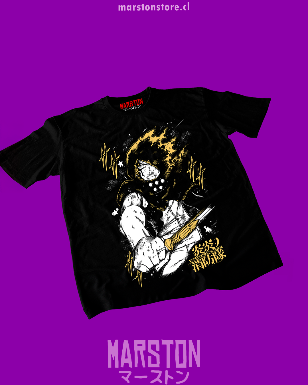 Polera negra de Fire Force