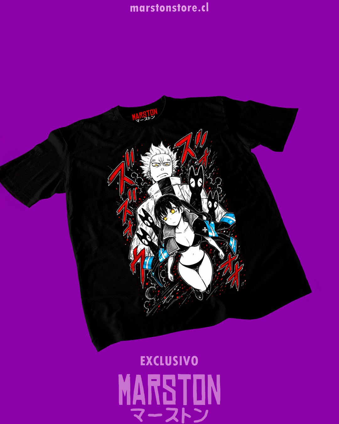 Polera negra de Fire Force