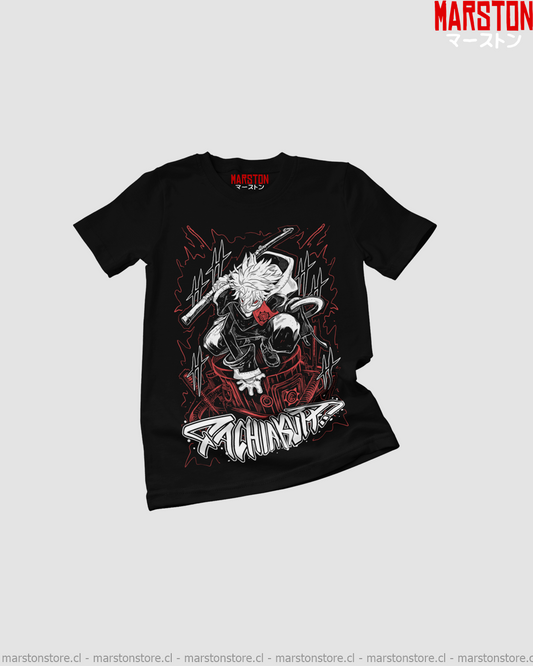 Polera negra de Gachiakuta con diseño anime