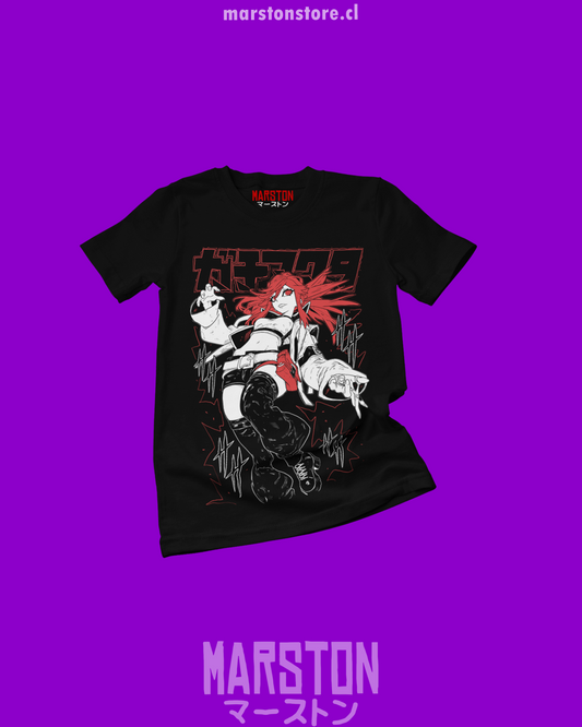Polera negra de Gachiakuta con diseño anime