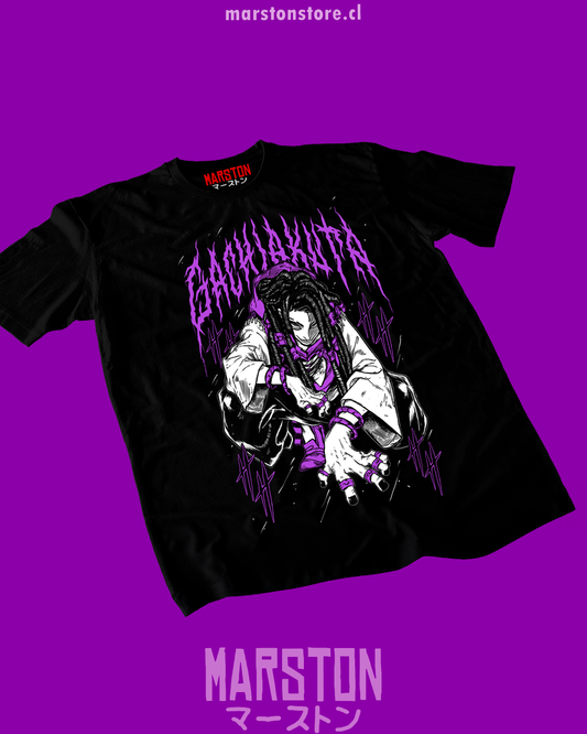 Polera negra de Gachiakuta con diseño anime