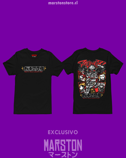 Polera negra de Gachiakuta con diseño anime