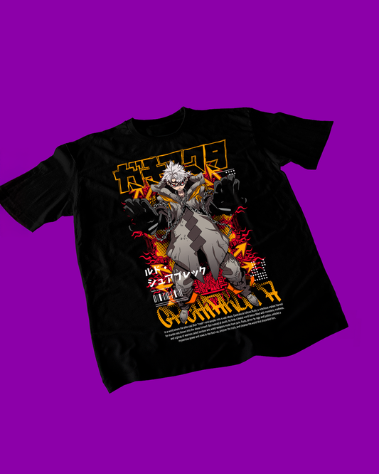 Polera negra de Gachiakuta con diseño anime
