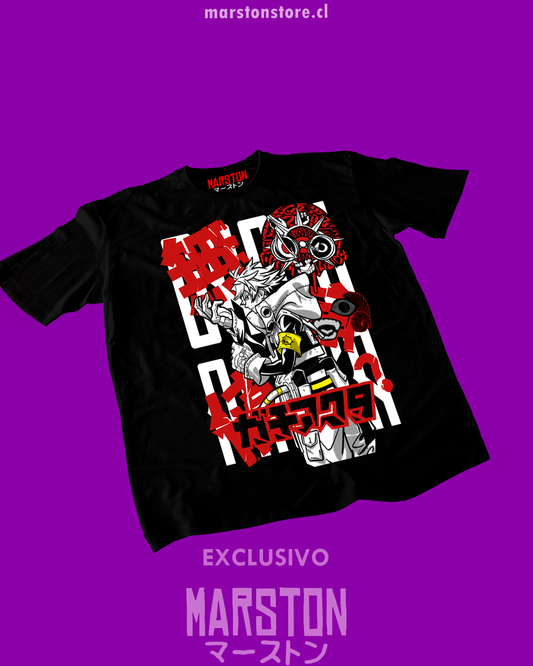 Polera negra de Gachiakuta con diseño anime