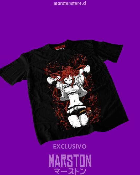 Polera negra de Gachiakuta con diseño anime