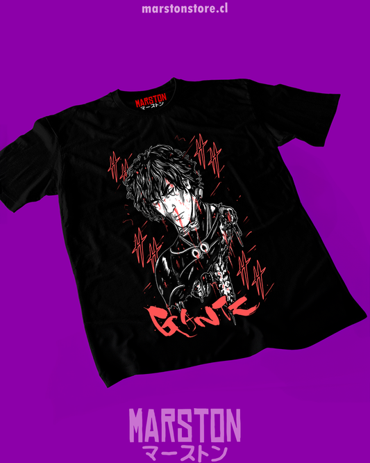 Polera negra de Gantz con Hachiro Oka