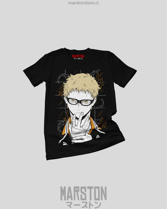 Polera negra de Haikyuu!! con Kei Tsukishima