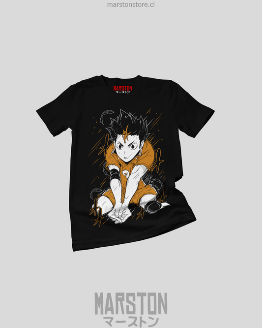 Polera negra de Haikyuu!! con Yuu Nishinoya