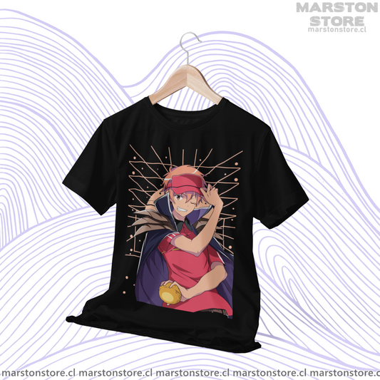 Polera negra de Hataraku Maou-sama! con Sadao Maou